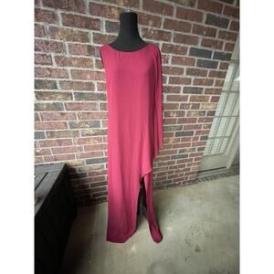 Red Karlie Maxi Dress - one arm - side slit - Valentines Day - Christmas -size L